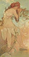 ALPHONSE MUCHA (1860-1939). [THE SEASONS.] Group of four decorative panels. 1896. Each 37x19 inches, 96x49 cm.